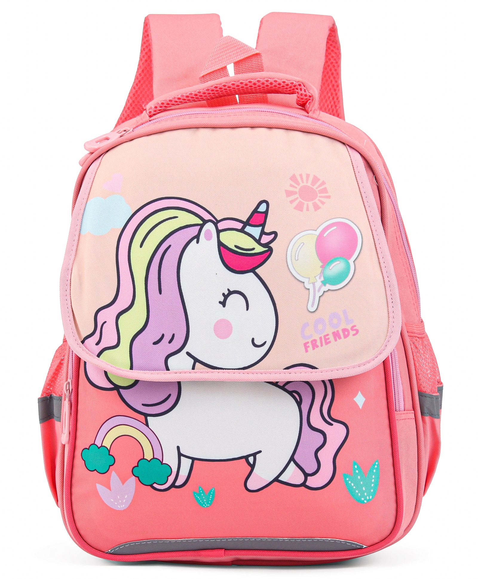 Unicorn & Balloons Print Backpack - Peach