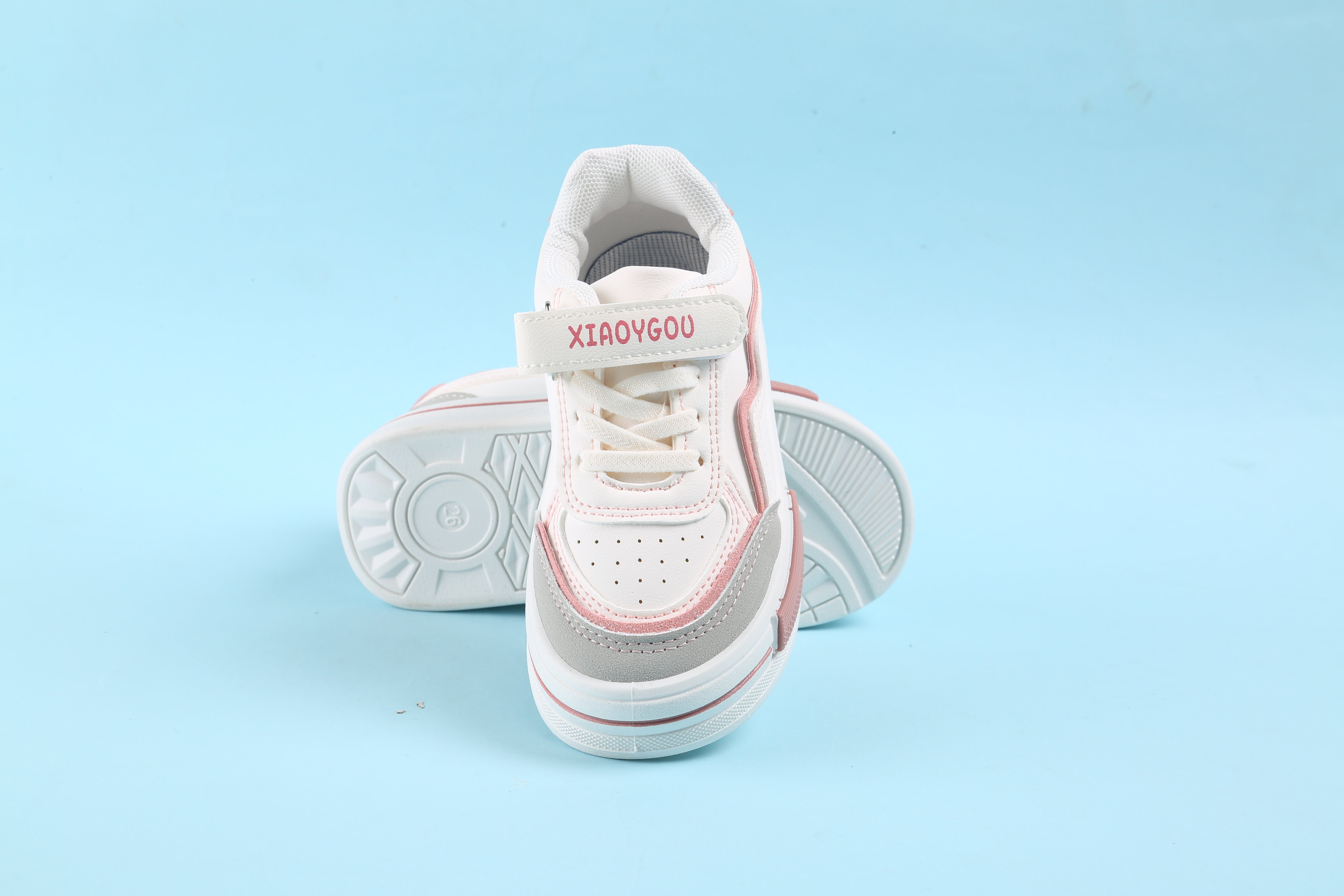 Wave Design Shaded Velcro Closure Sneakers - Pink