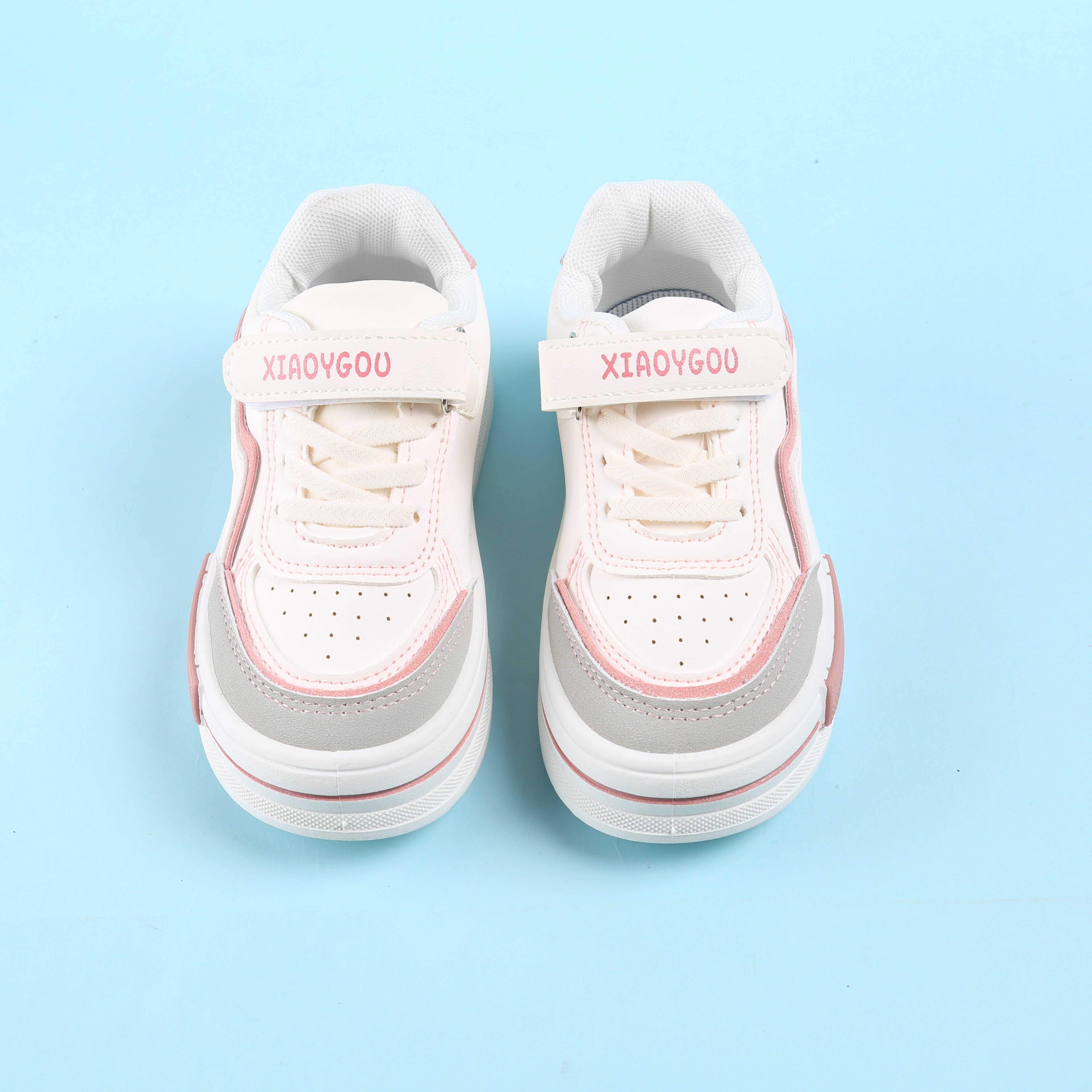 Wave Design Shaded Velcro Closure Sneakers - Pink