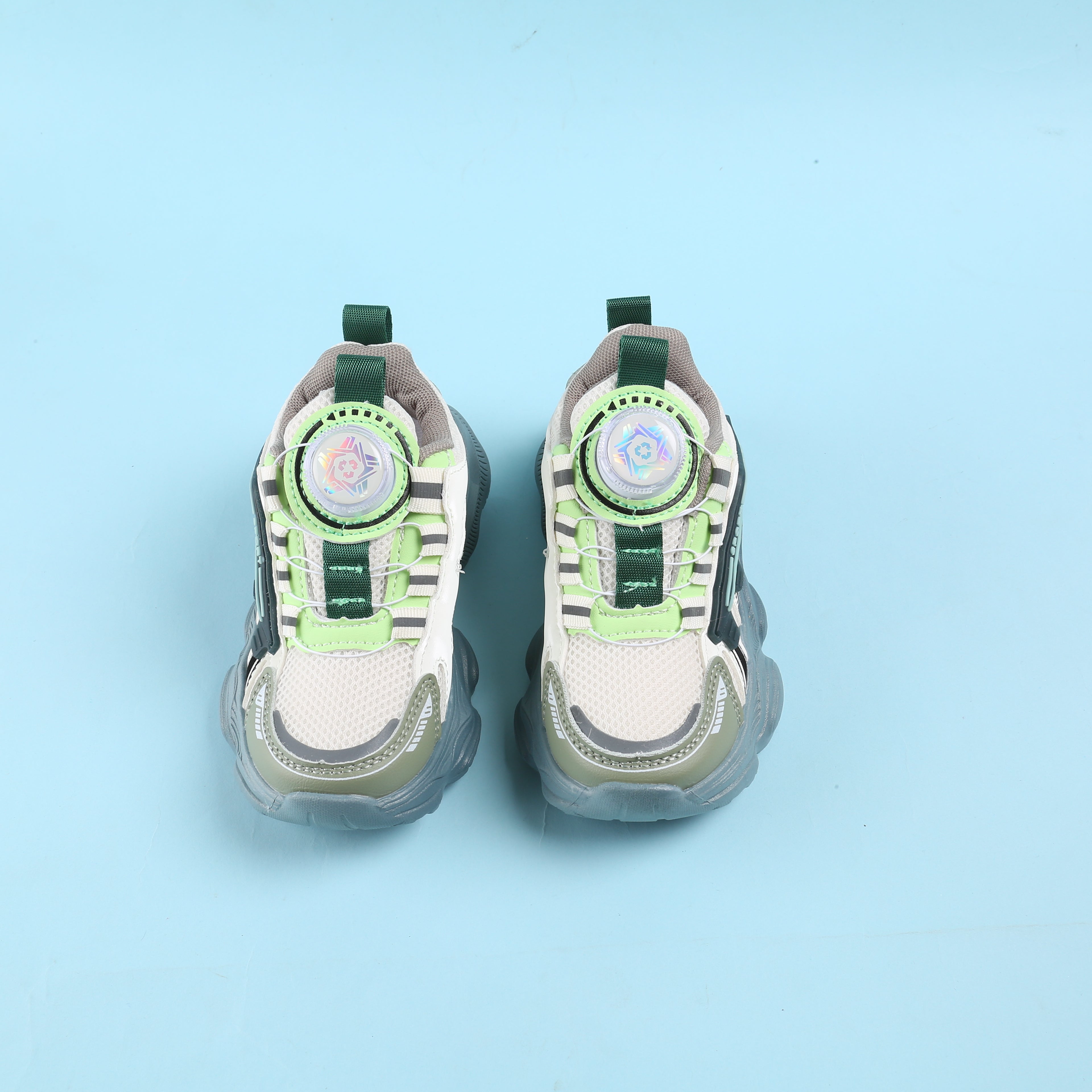 Patch Detailed Swivel Buckle Sports Shoes - GREY & GREEN