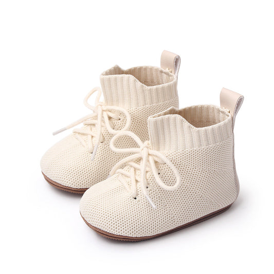 KNOT APPLIQUE HIGH TOP BOOTIES - OFF-WHITE