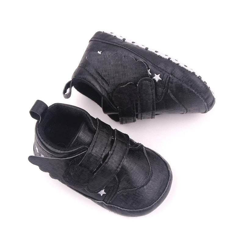 WINGS  APPLIQUE POM-POM BOOTIES - BLACK