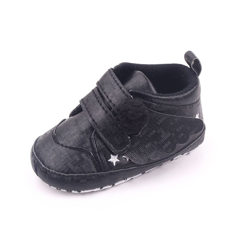 WINGS  APPLIQUE POM-POM BOOTIES - BLACK