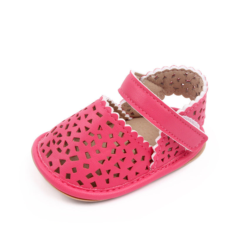 HOLLOW DESIGN SANDAL STYLE BOOTIES - DARK PINK