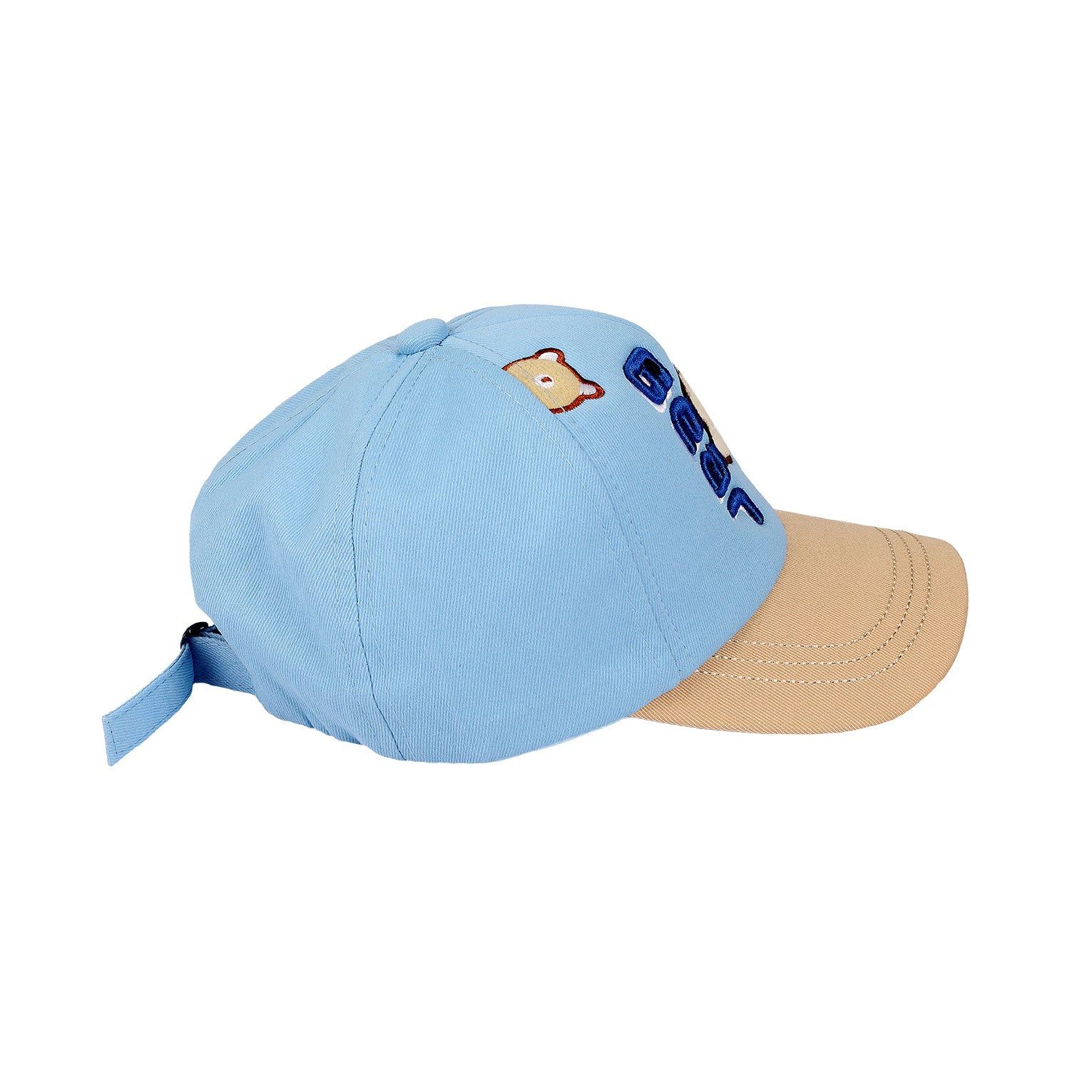 BEAR PATCH EMROIDERED CAP - BLUE & BROWN