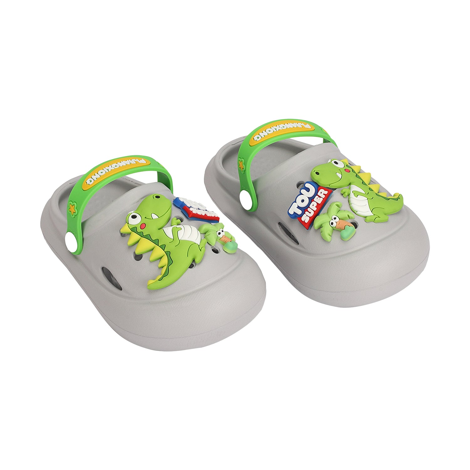 Dinosaur Apllique Back Strap Closure Clogs - Green