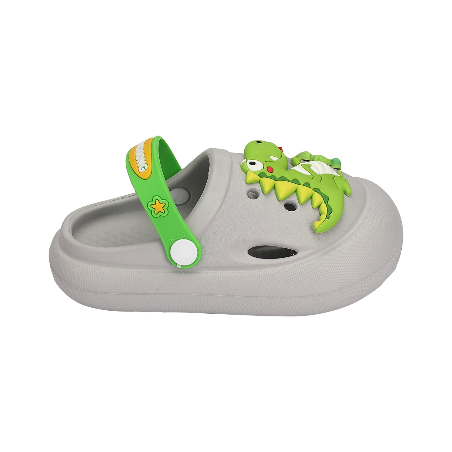 Dinosaur Apllique Back Strap Closure Clogs - Green