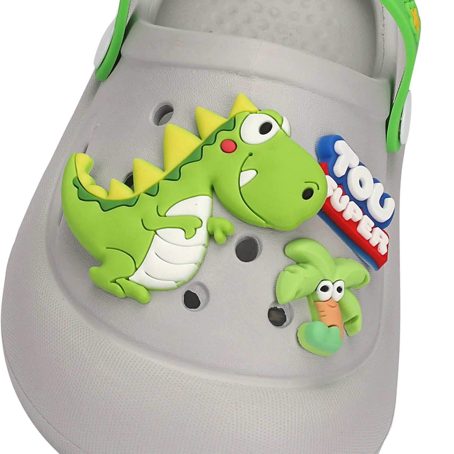Dinosaur Apllique Back Strap Closure Clogs - Green