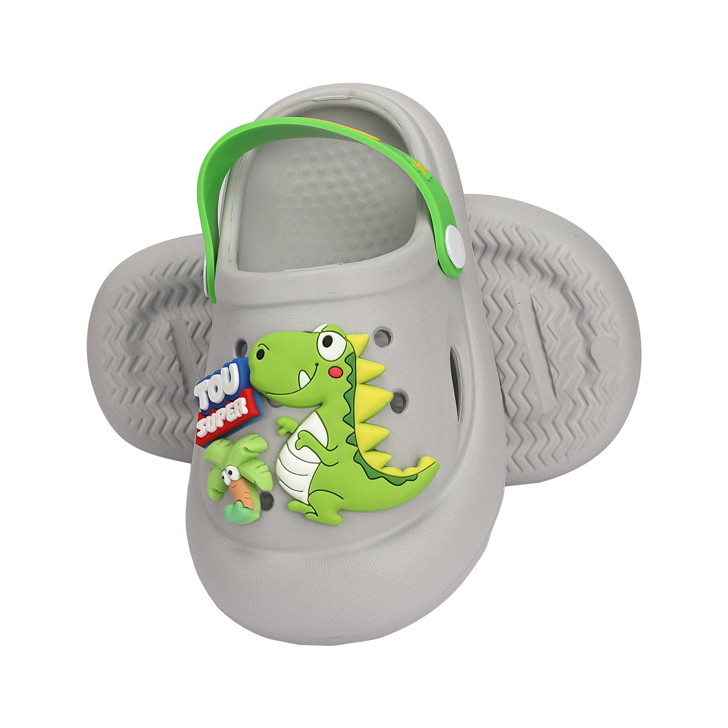 Dinosaur Apllique Back Strap Closure Clogs - Green
