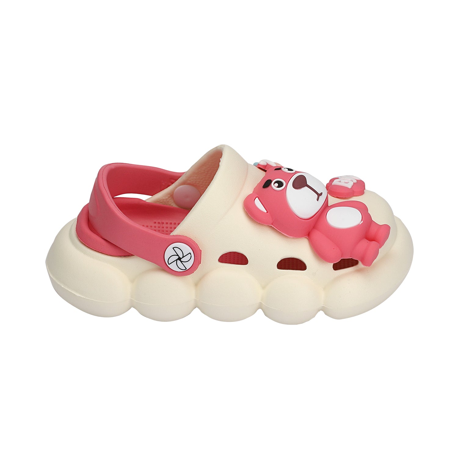 Bear Cartoon Applique detailed Clogs - Pink