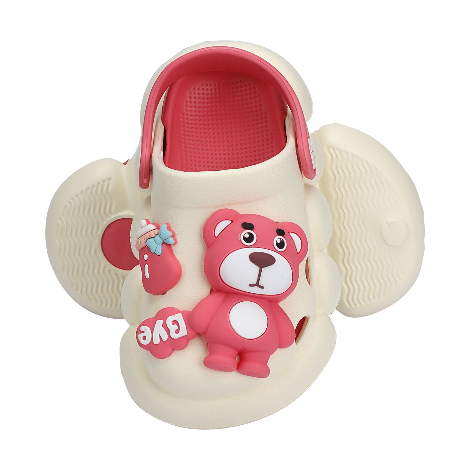 Bear Cartoon Applique detailed Clogs - Pink