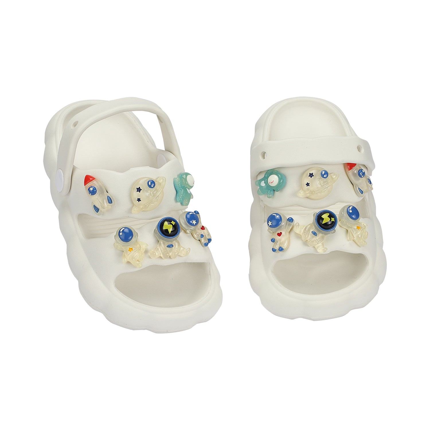 Astro Theme Applique Sandal Style Clogs - White