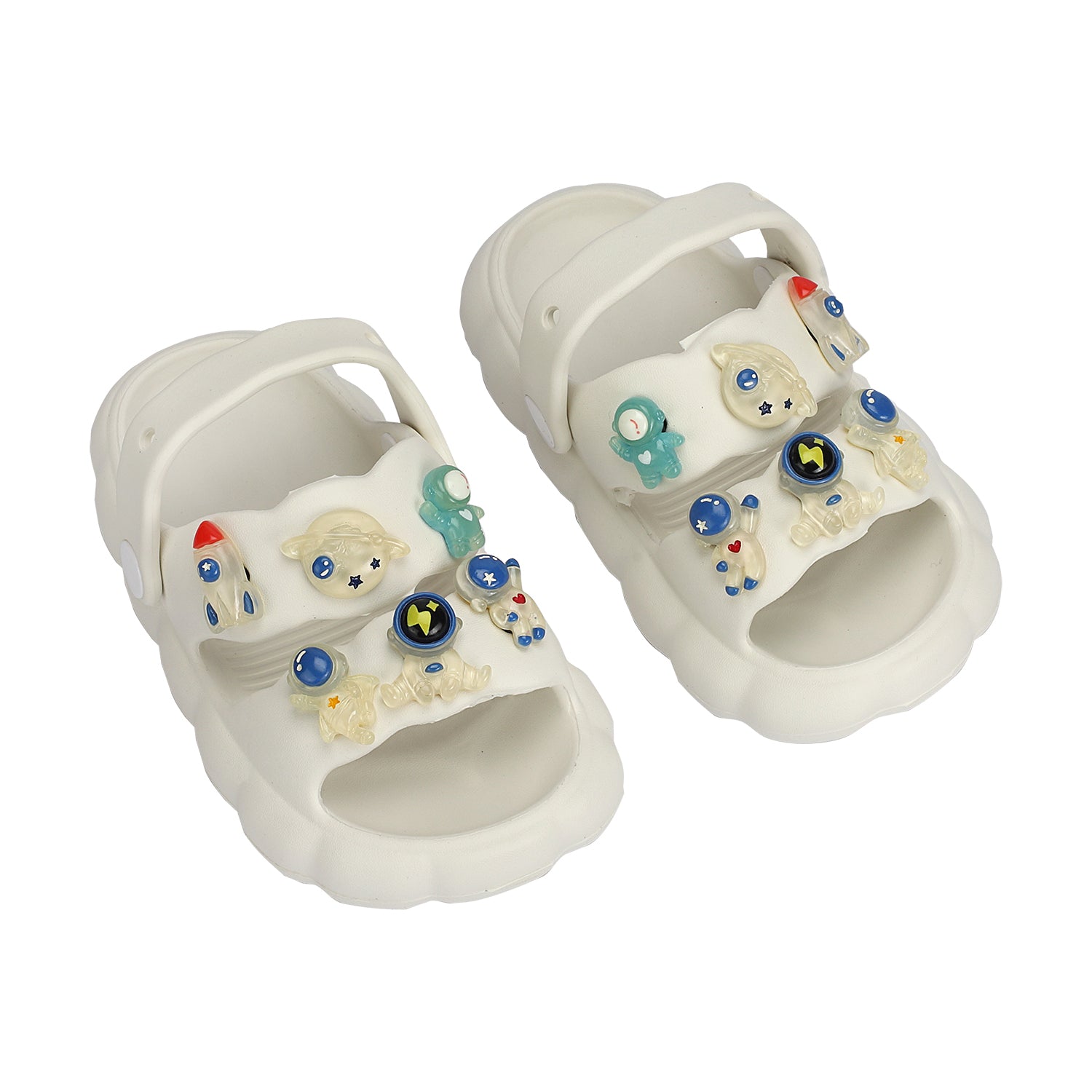 Astro Theme Applique Sandal Style Clogs - White