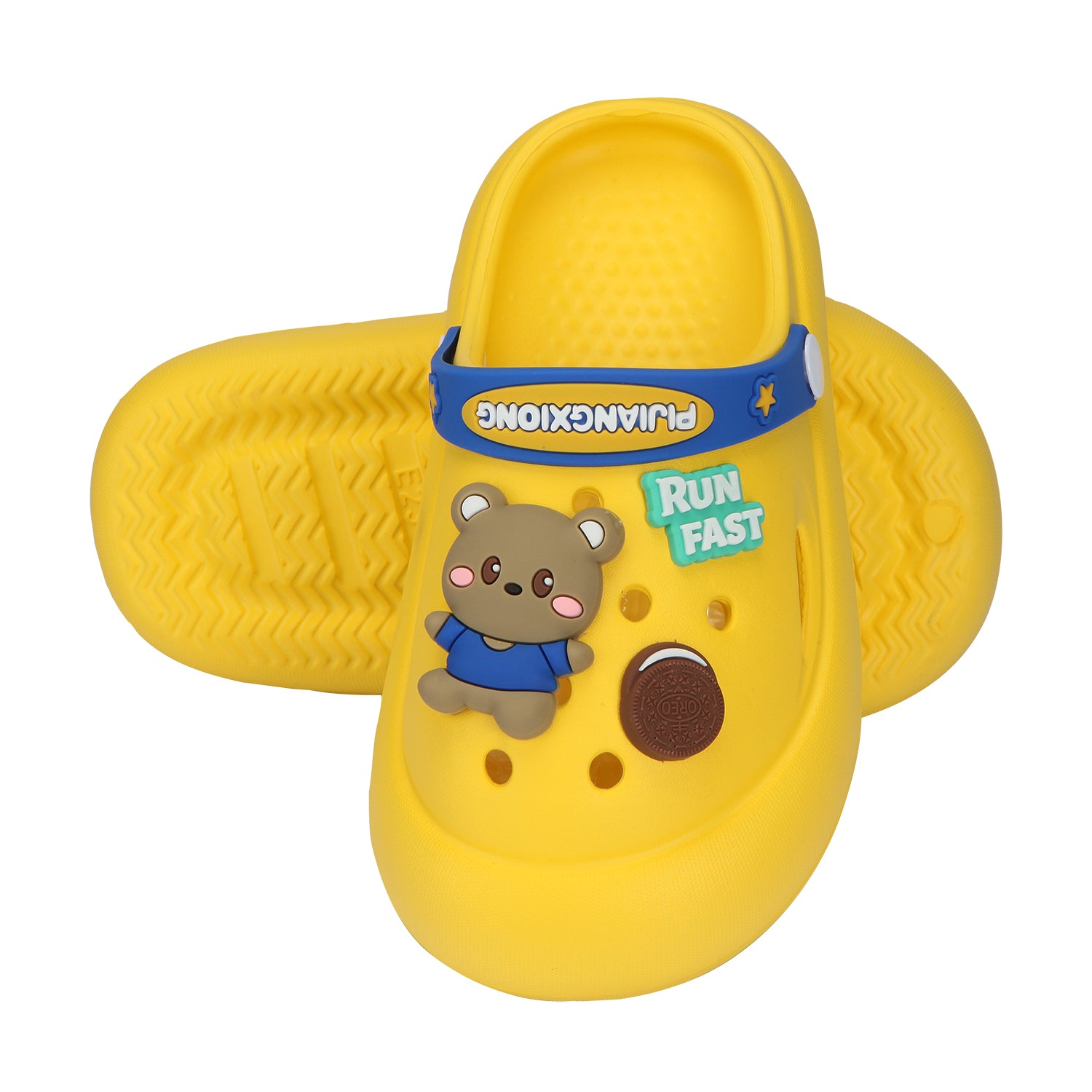 Bear & Cookie Applique Detailed Clogs - Yellow