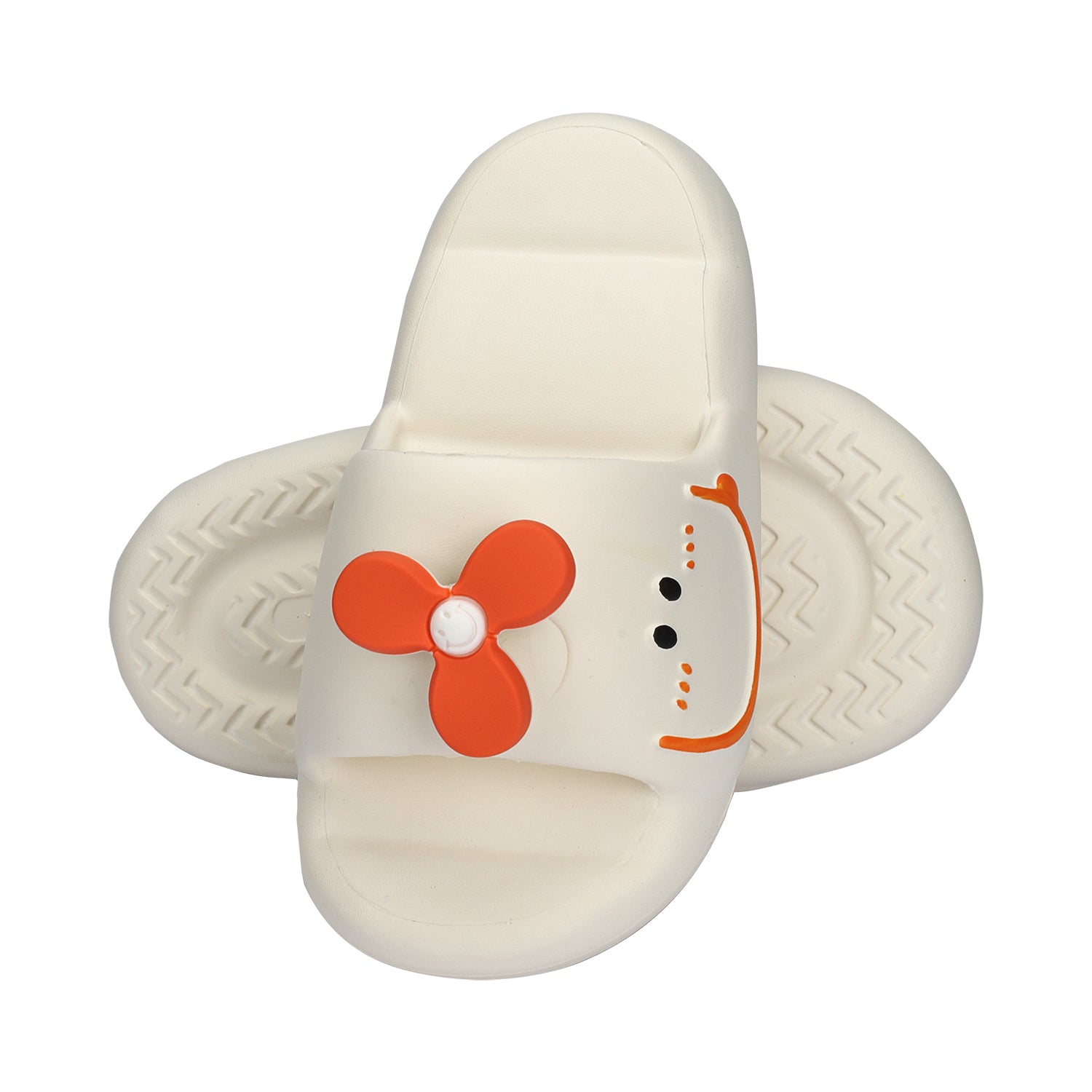 Flower Applique Detailed Slider - White