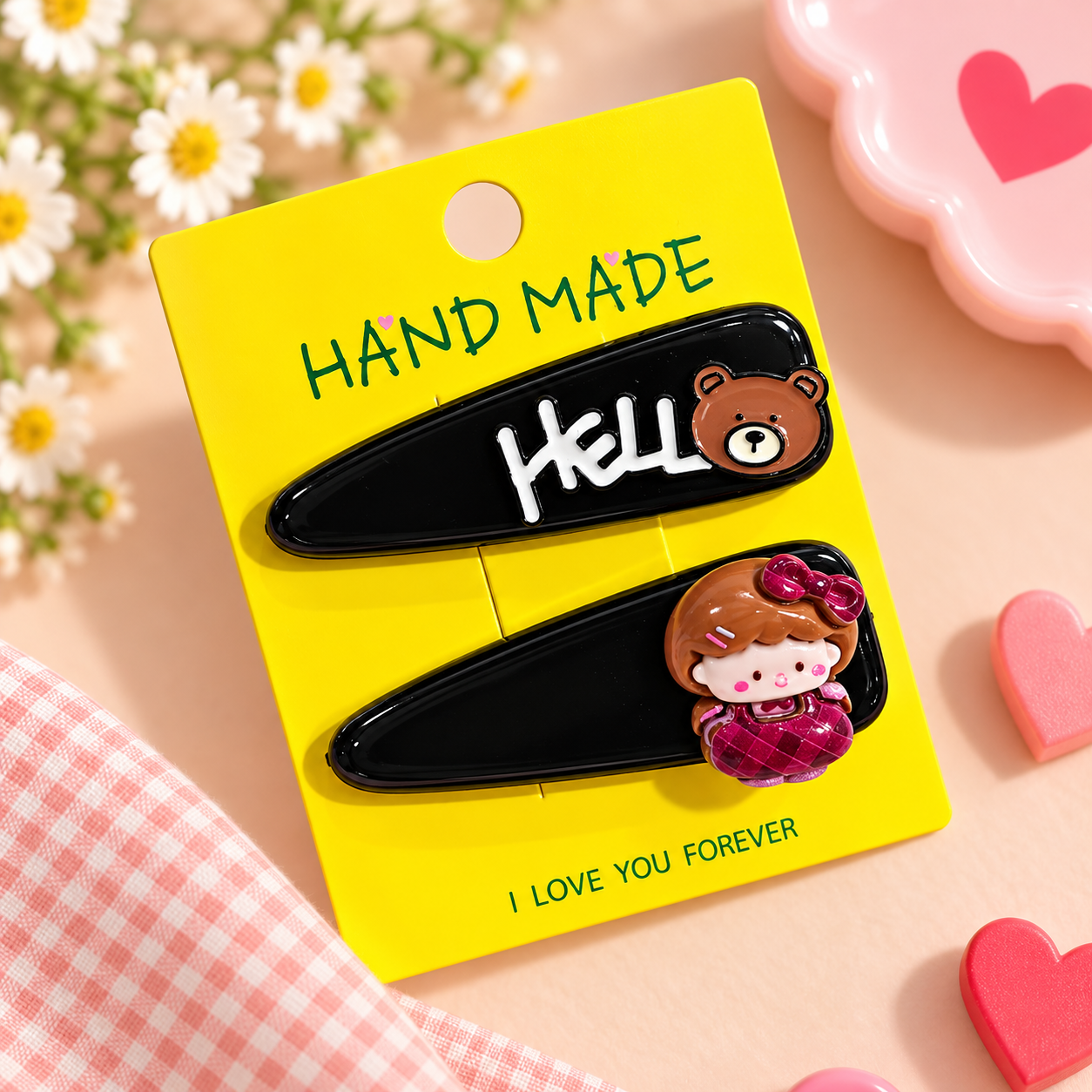 HELLO KOREAN SET OF 2 HAIR CLIPS