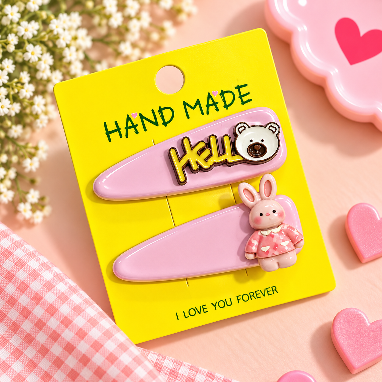 HELLO KOREAN SET OF 2 HAIR CLIPS