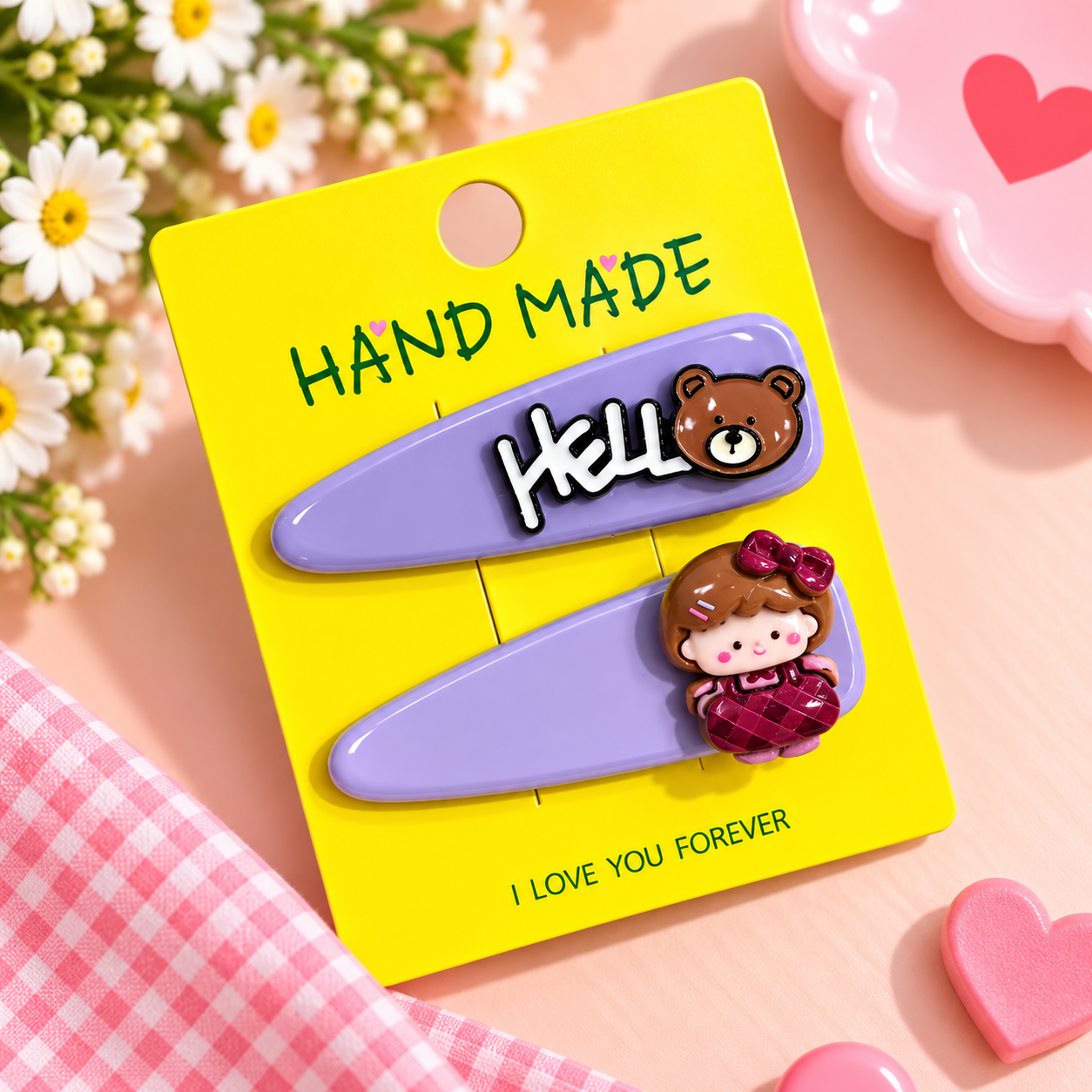 HELLO KOREAN SET OF 2 HAIR CLIPS