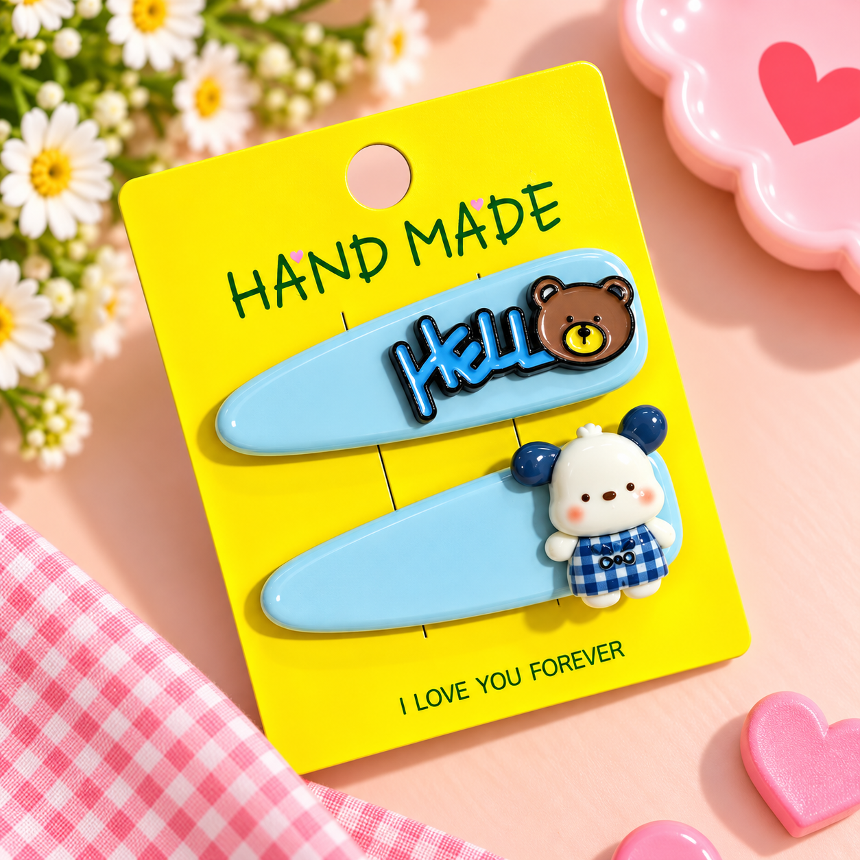 HELLO KOREAN SET OF 2 HAIR CLIPS