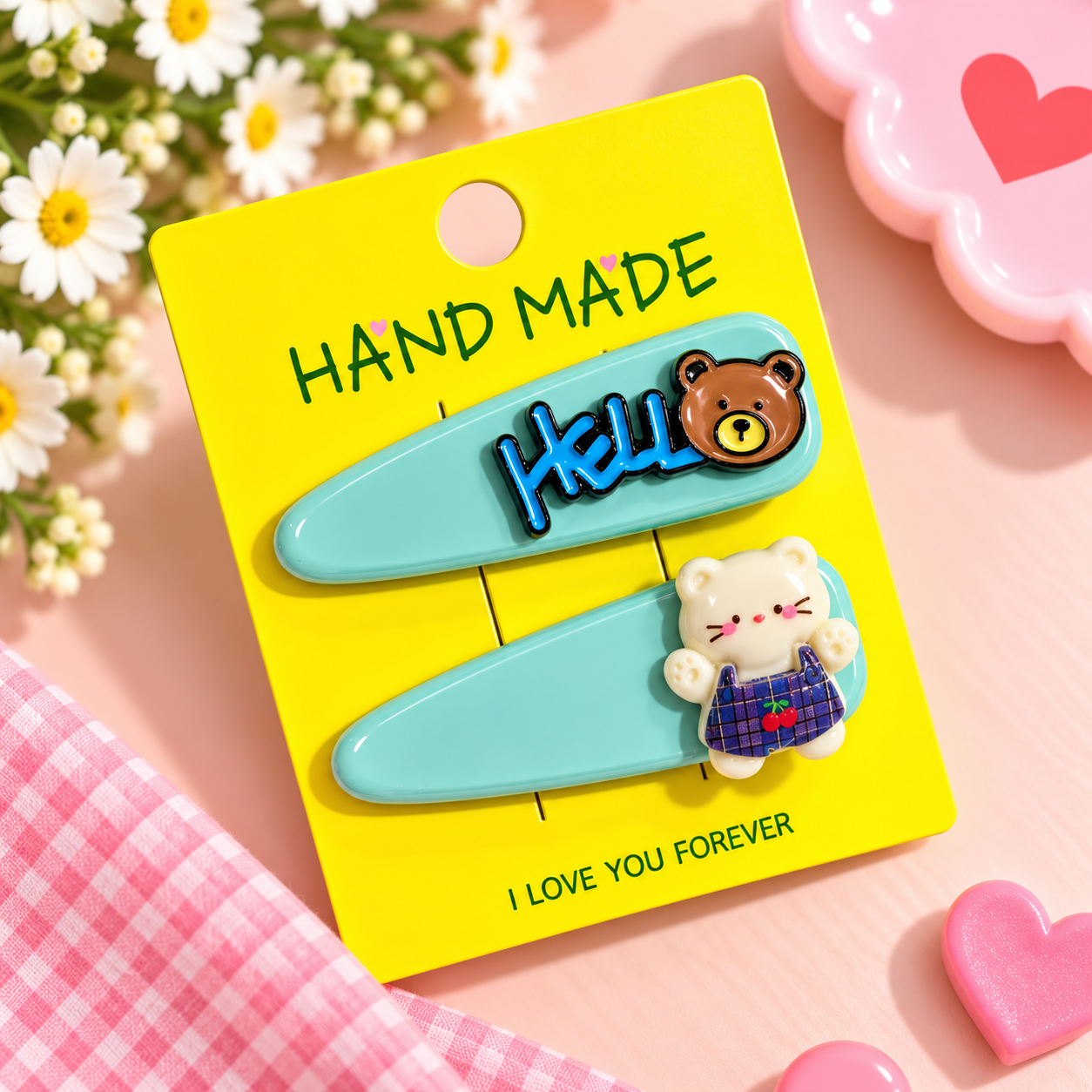 HELLO KOREAN SET OF 2 HAIR CLIPS