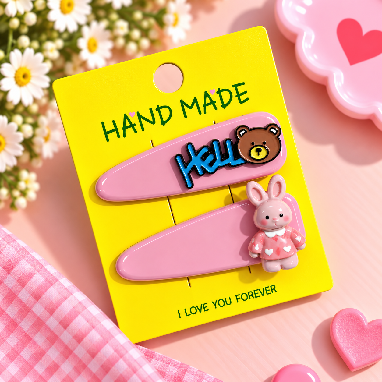 HELLO KOREAN SET OF 2 HAIR CLIPS