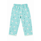 BIRDS PRINTED DOUBLE LAYER MUSLIN NIGHTSUITS WITH LINING - SEA GREEN