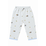 LION PRINTED DOUBLE LAYER MUSLIN NIGHTSUITS WITH LINING - LIGHT GREY