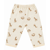 GIRAFFE PRINT DOUBLE LAYER MUSLIN NIGHTSUITS WITH LINING - BEIGE