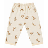 GIRAFFE PRINT DOUBLE LAYER MUSLIN NIGHTSUITS WITH LINING - BEIGE