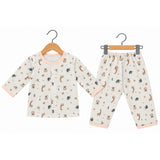 JUNGLE PRINT DOUBLE LAYER MUSLIN NIGHTSUITS WITH LINING - PEACH