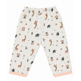 JUNGLE PRINT DOUBLE LAYER MUSLIN NIGHTSUITS WITH LINING - PEACH