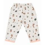 JUNGLE PRINT DOUBLE LAYER MUSLIN NIGHTSUITS WITH LINING - PEACH
