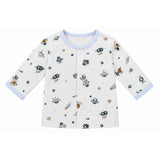 SPACE THEME PRINT DOUBLE LAYER MUSLIN NIGHTSUITS WITH LINING - LIGHT BLUE