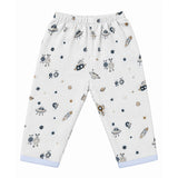 SPACE THEME PRINT DOUBLE LAYER MUSLIN NIGHTSUITS WITH LINING - LIGHT BLUE