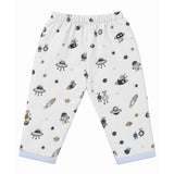 SPACE THEME PRINT DOUBLE LAYER MUSLIN NIGHTSUITS WITH LINING - LIGHT BLUE
