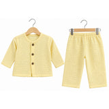 TEXTURED DOUBLE LAYER MUSLIN NIGHTSUIT - YELLOW