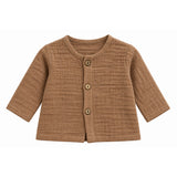 TEXTURED DOUBLE LAYER MUSLIN NIGHTSUIT - DARK BROWN