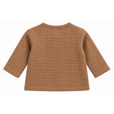 TEXTURED DOUBLE LAYER MUSLIN NIGHTSUIT - DARK BROWN