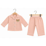 COLLAR NECK DOUBLE LAYER CRUSH MUSLIN NIGHTSUIT - LIGHT PINK