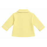 COLLAR NECK DOUBLE LAYER CRUSH MUSLIN NIGHTSUIT - LIGHT YELLOW