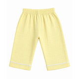 COLLAR NECK DOUBLE LAYER CRUSH MUSLIN NIGHTSUIT - LIGHT YELLOW