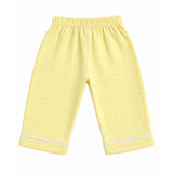 COLLAR NECK DOUBLE LAYER CRUSH MUSLIN NIGHTSUIT - LIGHT YELLOW