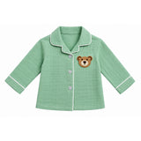 COLLAR NECK DOUBLE LAYER CRUSH MUSLIN NIGHTSUIT - SEA GREEN