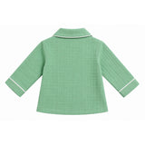 COLLAR NECK DOUBLE LAYER CRUSH MUSLIN NIGHTSUIT - SEA GREEN