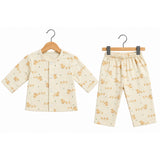DUCK PRINT DOUBLE LAYER MUSLIN NIGHTSUITS WITH LINING - LIGHT YELLOW