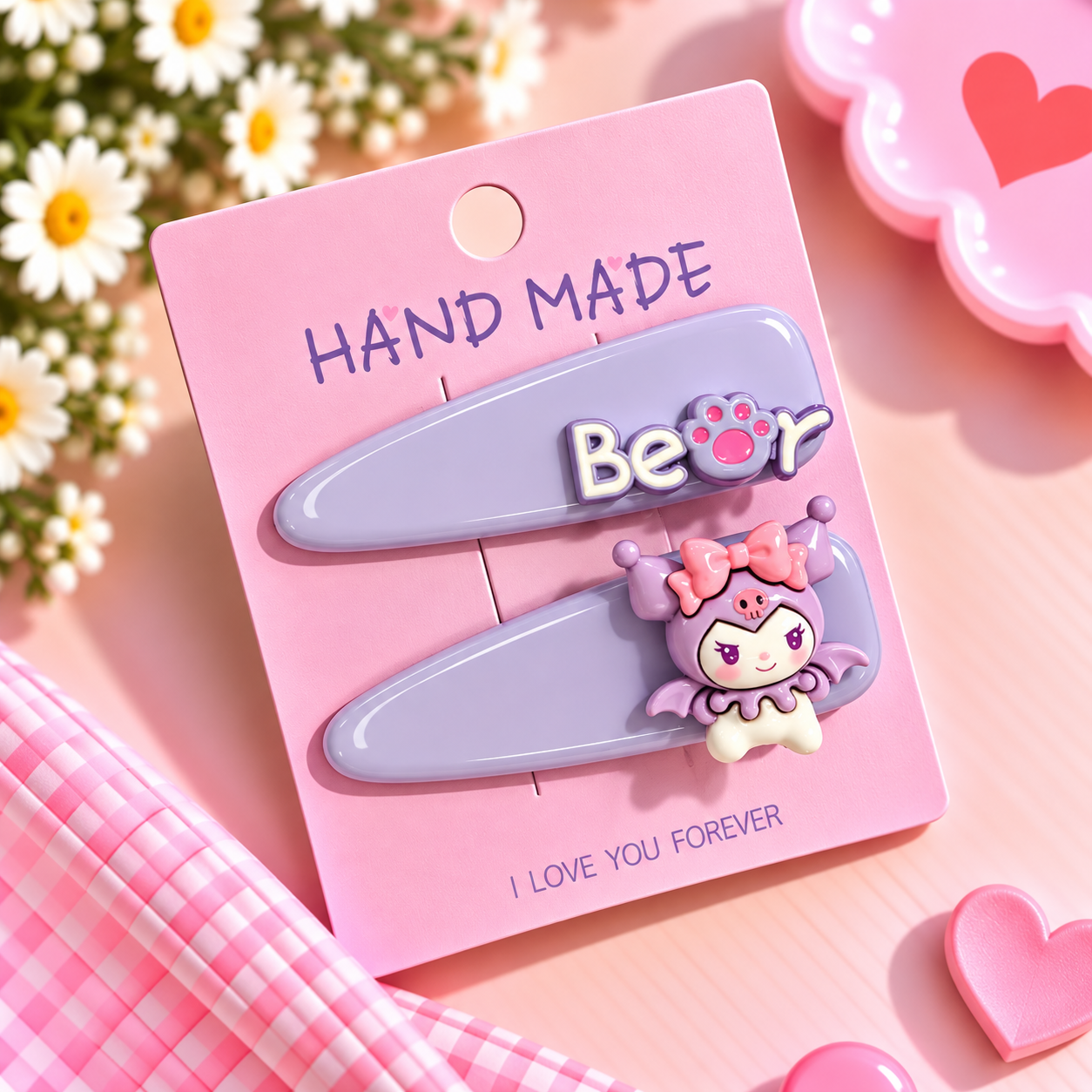 BEAR KOREAN SET OF 2 HAIR CLIPS