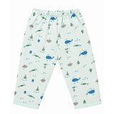 AQUA PRINT DOUBLE LAYER MUSLIN NIGHTSUITS WITH LINING - SEA GREEN