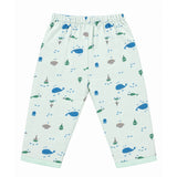 AQUA PRINT DOUBLE LAYER MUSLIN NIGHTSUITS WITH LINING - SEA GREEN