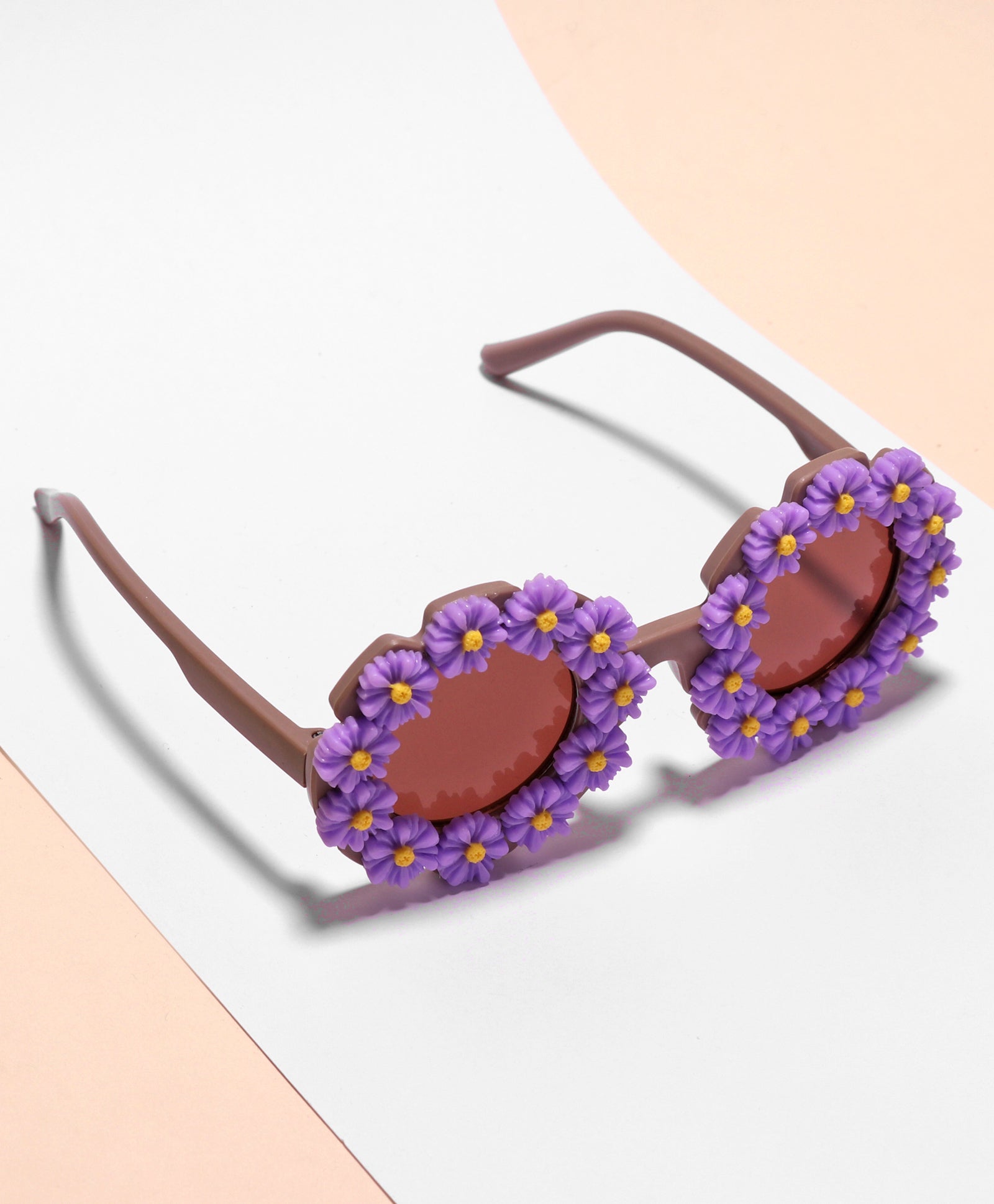 SUNFLOWER APPLIQUE SUNGLASSES - PURPLE