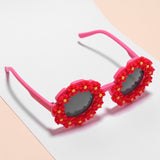 SUNFLOWER APPLIQUE SUNGLASSES - RED